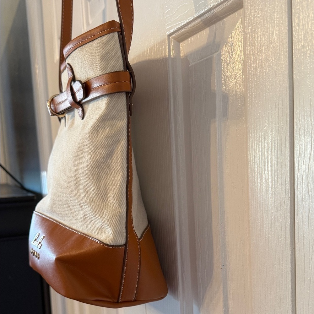 Loulu Canvas & Leather Bucket Shoulder Bag - Picture 5 of 6